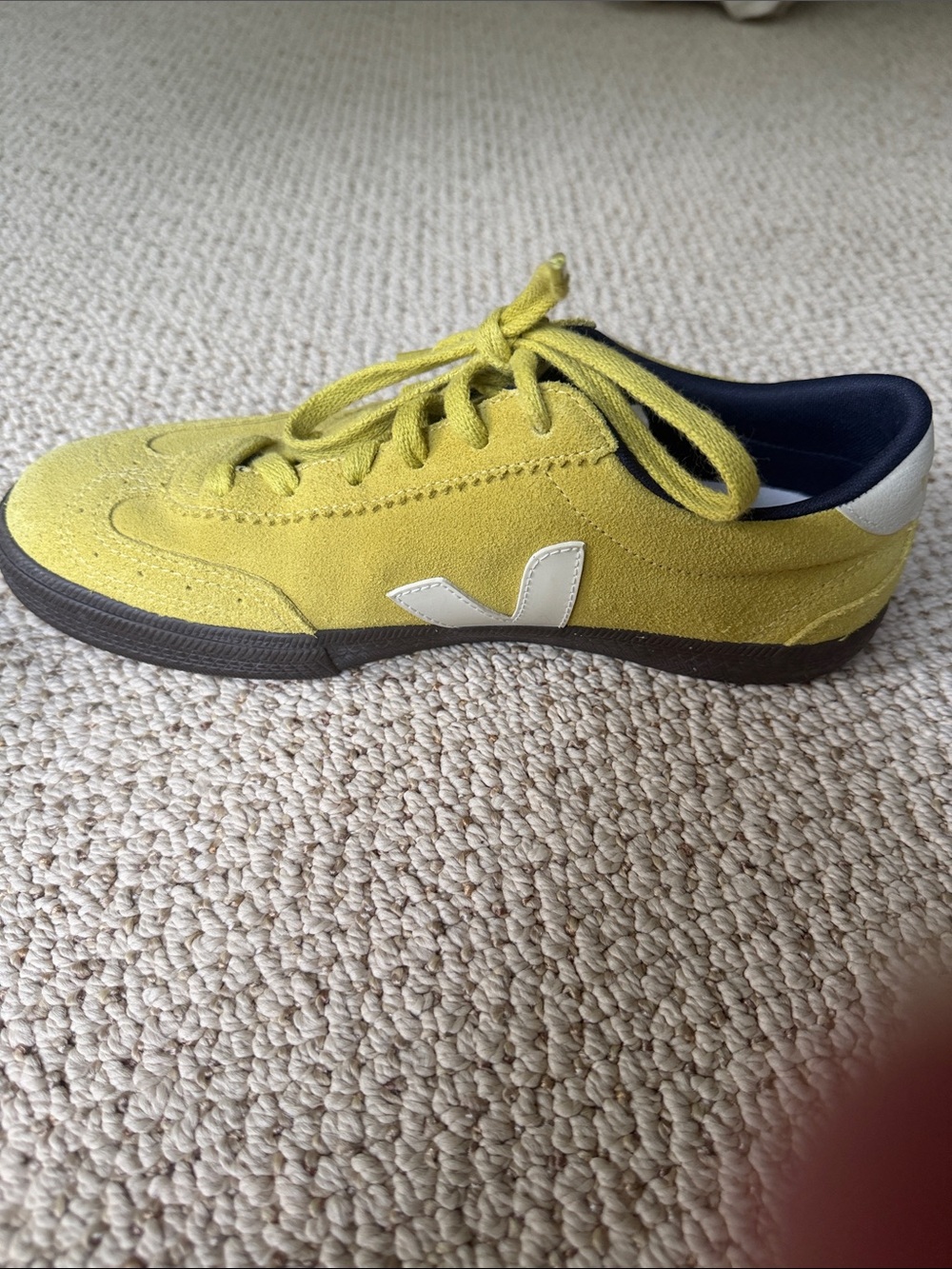 Veja Volley O.T. Women’s Suede Neon/Pea Green Casual Sneakers - Picture 7 of 9